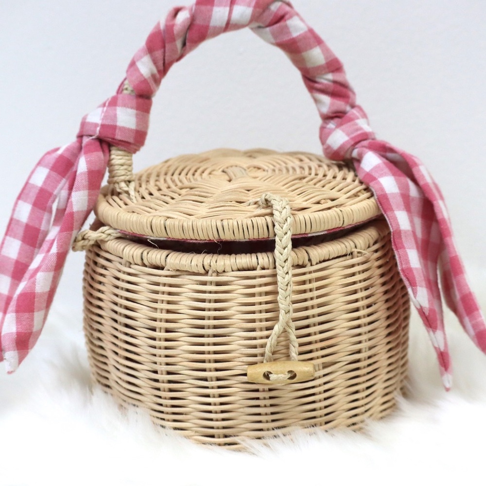 Natural Hand- Woven Wicker Round Shoulder Bag